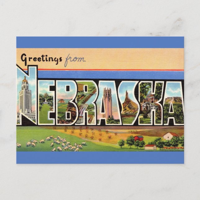 Vintage Nebraska Vykort (Framsida)