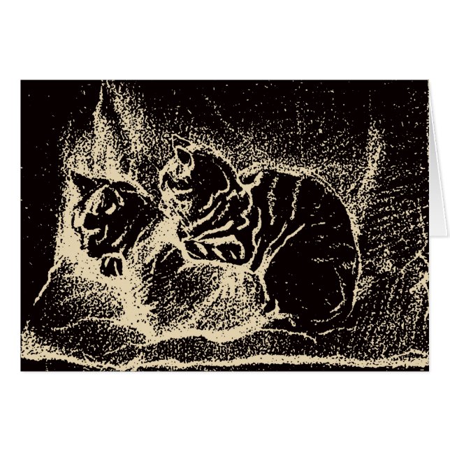 Vintage Nederländsk konst - två sömnkatt Hälsningskort (Framsidan Horizontal)