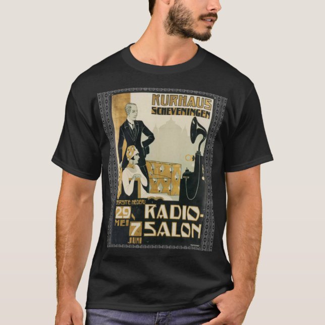 Vintage Nederländska 1920-talets Radio Salon T Shirt (Framsida)