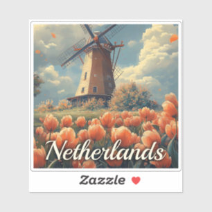 Vintage Nederländska Kvarn: Tulips and Charm Klistermärken
