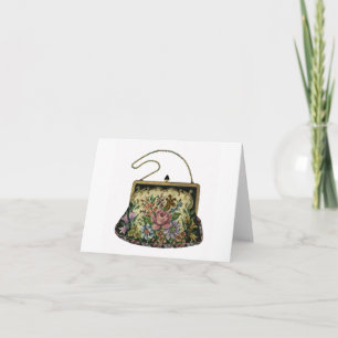 Vintage Needlepoint Handbag-skydd Kort