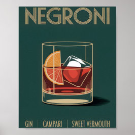 Vintage Negroni Cocktail Print for Home Bar Poster