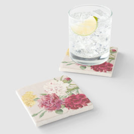 Vintage Nejlikor Blommig illustration Stenunderlägg
