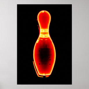 Vintage Neon Bowling Pin Poster