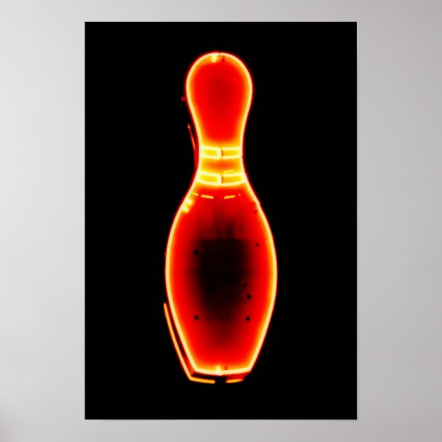 Vintage Neon Bowling Pin Poster (Framsidan)