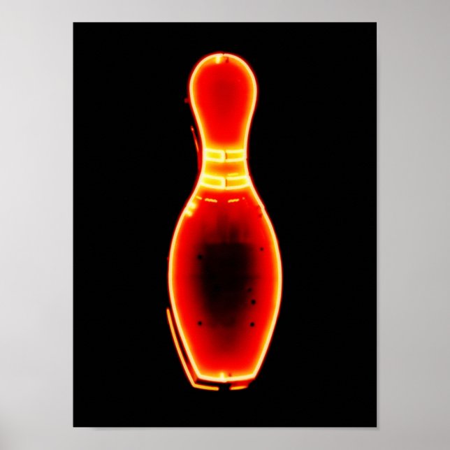 Vintage Neon Bowling Pin Poster (Framsidan)