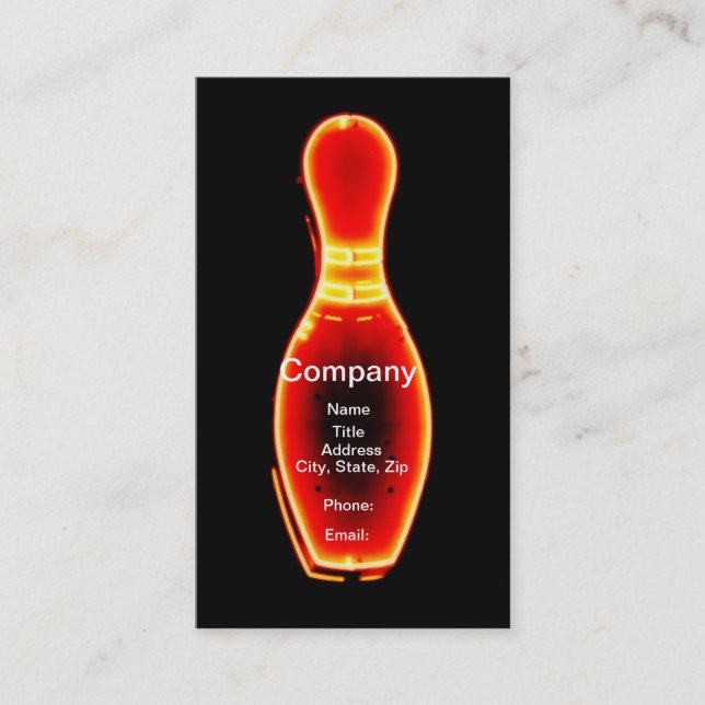 Vintage Neon Bowling Pin Visitkort (Framsida)