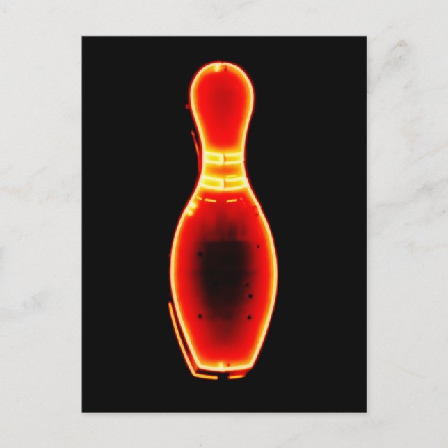 Vintage Neon Bowling Pin Vykort (Framsida)