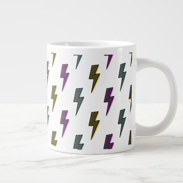 Vintage Neon Lightning Bult Mönster Jumbo Mugg (Höger)