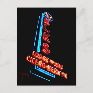 Vintage Neon Sign, Elks Klubb i Berwyn II. Vykort