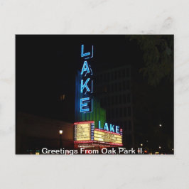Vintage Neon Sign, Sjö Theater, Oak Park Il. Vykort