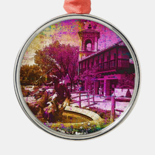 Vintage Neptune Fontän Colorful Grunge Julgransprydnad Metall