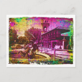 Vintage Neptune Fontän Colorful Grunge Vykort
