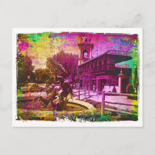 Vintage Neptune Fontän Colorful Grunge Vykort