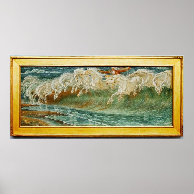 Vintage Neptunus hästar av Walter Crane Poster (Framsidan)