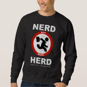Vintage Nerd Herd Geek Chic in Overdrive Lång Ärmad Tröja