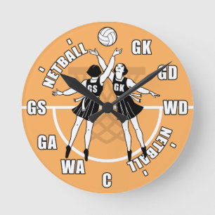 Vintage Netball-spelare Rund Klocka