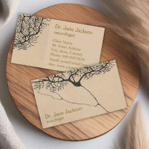 Vintage Neuron-ritning - Sepia Neurolog Visitkort
