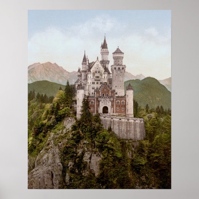 Vintage Neuschwanstein Bayern 16 x 20 tum Poster (Framsidan)