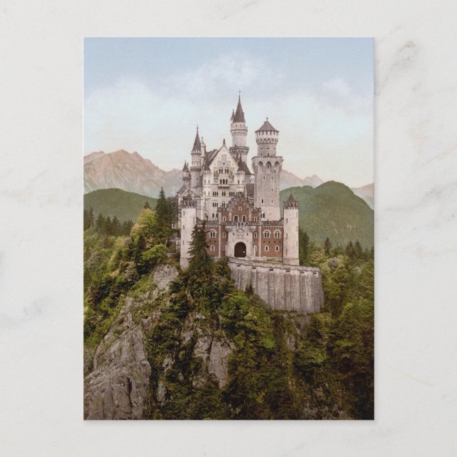 Vintage Neuschwanstein Bayern Vykort (Framsida)