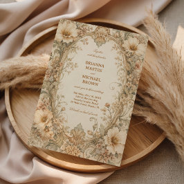 Vintage Neutral Botanisk Elegant Blommig Inbjudningar