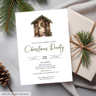 Vintage Neutral Earthy Minimalist Mysig Julfest  Inbjudningar