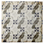 Vintage Neutralt Bird Papper Print Ceramic Tile Kakelplatta<br><div class="desc">Rustic faux struktur i neutralt färg & Biral vintage mönster på en antik bakgrund. Perfekt för ett lantbruk och en keramiskt plattor för trädeskaktor. 100 % kundtillfredsställelse med "Zazzle" varje dag.</div>