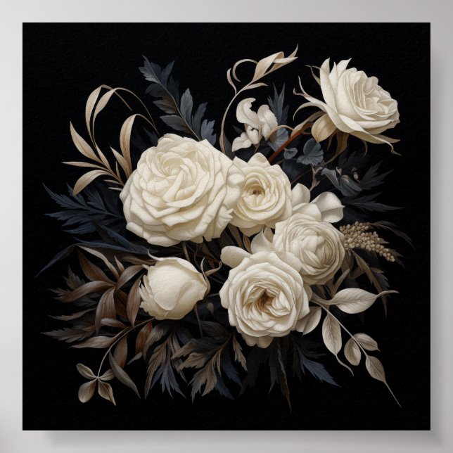 Vintage Neutralt Blommönster - publicering Poster (Framsidan)