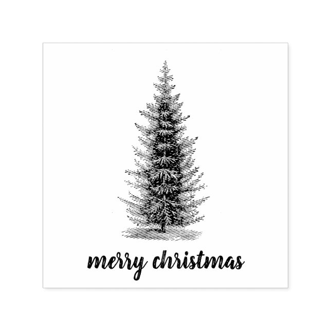 Vintage neutralt spruce god jul självfärgande stämpel (Design)