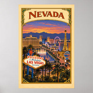 Vintage Nevada Las Vegas Resemål Poster