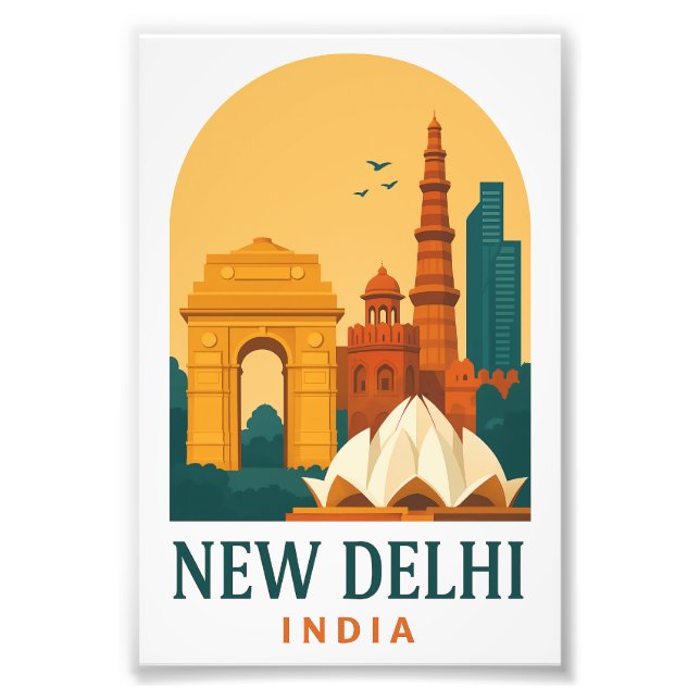 Vintage New Delhi India Travel – Retro Fototryck (Framsidan)