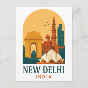 Vintage New Delhi Indien Resa – Retro Helg Vykort
