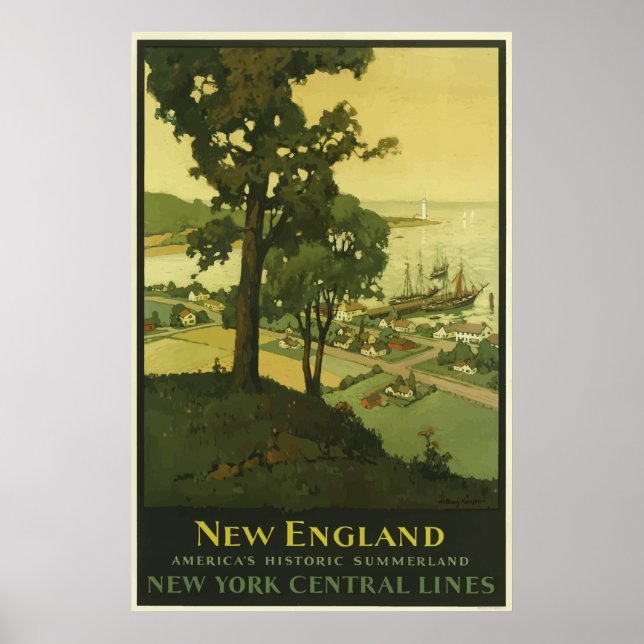 Vintage New England Railroad Travel Poster (Framsidan)
