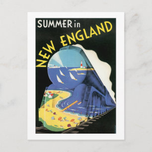 Vintage New England Tåg Annons Vykort