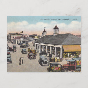 Vintage New Fransk Market New Orleans Louisiana Vykort