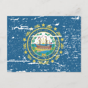Vintage NEW HAMPSHIRE Flagga Vykort