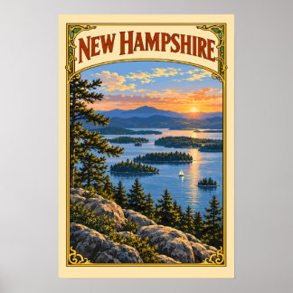 Vintage New Hampshire Lake Winnipesaukee Resa Poster