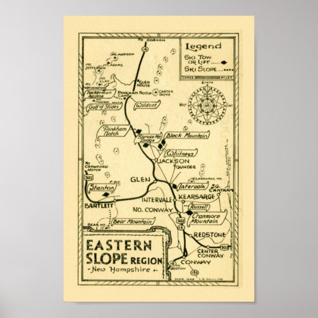Vintage New Hampshire skidkortstryck Poster (Framsidan)