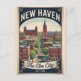 Vintage New Haven Connecticut Retro Travel Helg Vykort