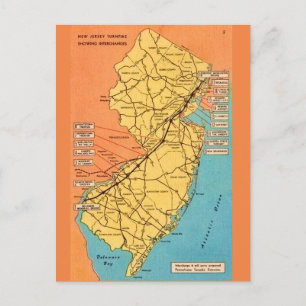 Vintage New Jersey Turnpike-karta Vykort