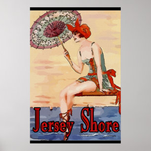 Vintage New jersey vid kusten Poster
