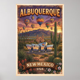 Vintage New Mexico Ballongaffisch Poster