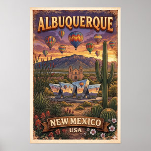 Vintage New Mexico Ballongaffisch Poster