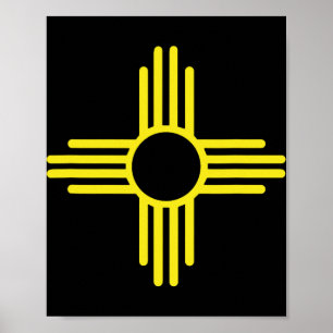 Vintage New Mexico Flagga Zia Sol Retro Distressed Poster