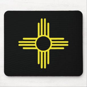 Vintage New Mexico Flagga Zia Sol Retro Nött Musmatta