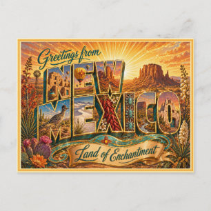 Vintage New Mexico Hälsning Från Postkort Vykort