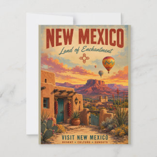 Vintage New Mexico Resematerial för resor med öken Anteckningskort