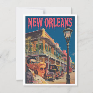 Vintage New Orleans Fransk Quarter Travel Vykort