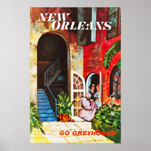 Vintage New Orleans Louisiana Resa Poster Tryck