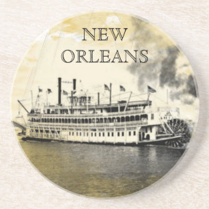 Vintage New Orleans River Stern Wheeler Underlägg Sandsten